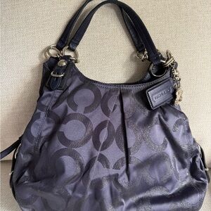 Coach Navy and Black Signature Shoulder Bag